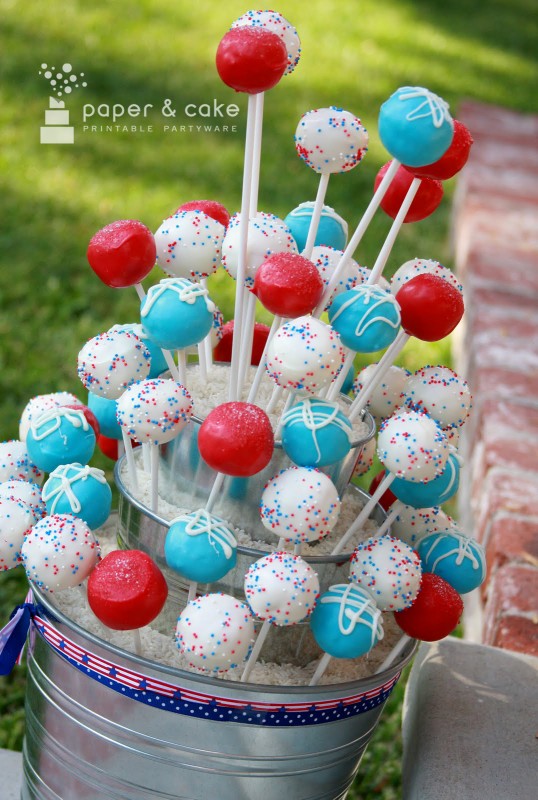 Fourth of July Cake Pop Stand from Paper & Cake