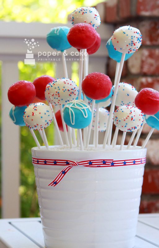 Fourth of July Cake Pop Stand from Paper & Cake