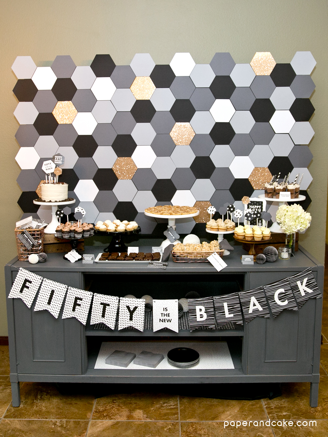  black  and white  birthday  party  Paper and Cake Paper and Cake